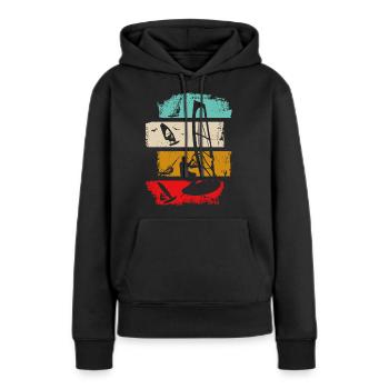 Windsurfer Windsurf Retro Stripe Bright - Felpa con cappuccio ecologica premium da donna - nero - Fronte - Julia (174cm)