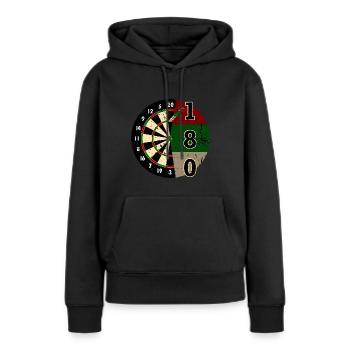 Dart-Motiv für Spieler 180 - Frauen Premium Bio Hoodie - Schwarz - Vorne - Julia (174cm)