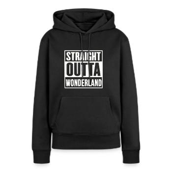 Straight Outta Wonderland - white display - Frauen Premium Bio Hoodie - Schwarz - Vorne - Julia (174cm)