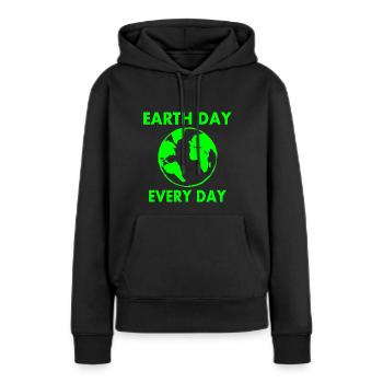Earth day every day - Sweat à capuche Premium bio Femme - noir - Devant - Julia (174cm)