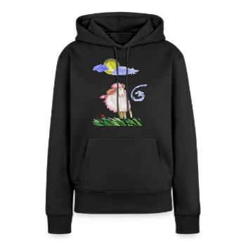Schaf im Wind - Frauen Premium Bio Hoodie - Schwarz - Vorne - Julia (174cm)
