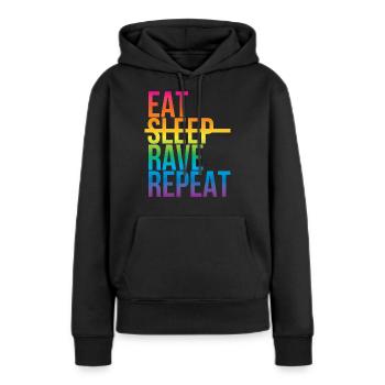 Rave - Eat sleep repeat3 - Frauen Premium Bio Hoodie - Schwarz - Vorne - Julia (174cm)