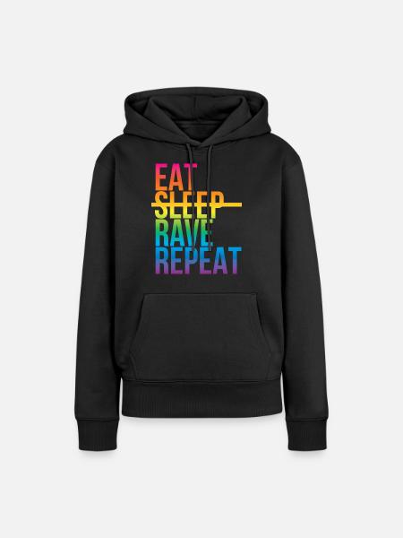 Rave - Eat sleep repeat3 - Frauen Premium Bio Hoodie - Schwarz