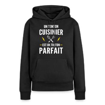 un tonton cuisinier est un tonton parfait - Sweat à capuche Premium bio Femme - noir - Devant - Julia (174cm)