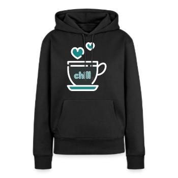 Chill - Sweat à capuche Premium bio Femme - noir - Devant - Julia (174cm)