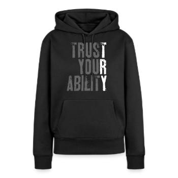 Versuchen - Frauen Premium Bio Hoodie - Schwarz - Vorne - Julia (174cm)