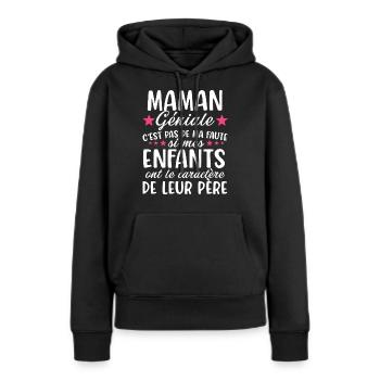 Maman géniale cadeau humour maman noël fête - Sweat à capuche Premium bio Femme - noir - Devant - Julia (174cm)
