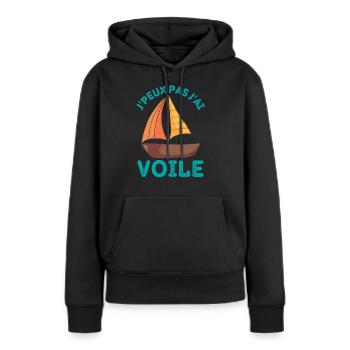 Bateau à voile 1 - Sweat à capuche Premium bio Femme - noir - Devant - Julia (174cm)