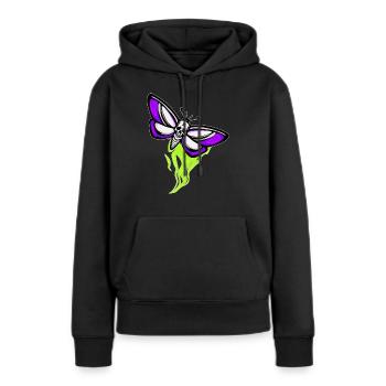 Motte Skull Schaedel - Frauen Premium Bio Hoodie - Schwarz - Vorne - Julia (174cm)