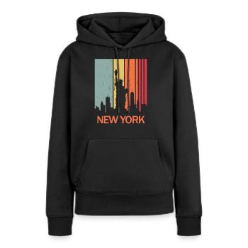New York - Frauen Premium Bio Hoodie - Schwarz - Vorne - Julia (174cm)