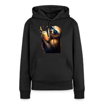 Le buveur de bière le plus cool: un paresseux - Sweat à capuche Premium bio Femme - noir - Devant - Julia (174cm)