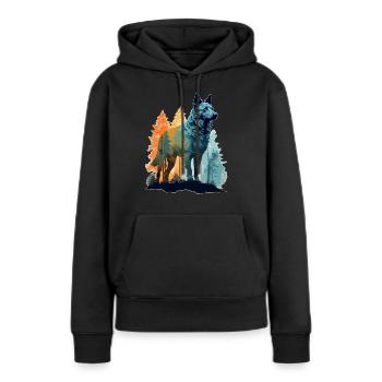 Hund in der Wildnis - Frauen Premium Bio Hoodie - Schwarz - Vorne - Julia (174cm)