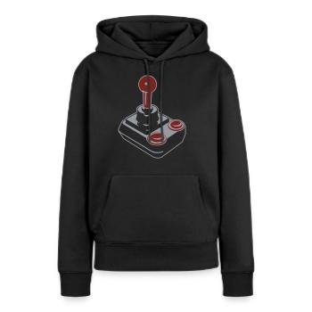 Joystick (b 2a) - Sweat à capuche Premium bio Femme - noir - Devant - Julia (174cm)