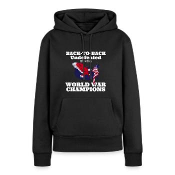 Deux fois champion invaincu de la Seconde Guerre mondiale 4. - Sweat à capuche Premium bio Femme - noir - Devant - Julia (174cm)