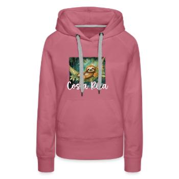 Costa Rica Tropisches Faultier - Frauen Premium Bio Hoodie - Malve - Vorne - Isabella (175cm)