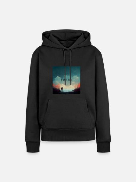 Einsamkeit - Einsamer Mann - Frauen Premium Bio Hoodie - Schwarz