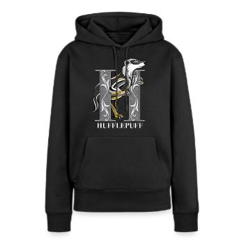 Harry Potter Emblème Hufflepuff monochrome - Sweat à capuche Premium bio Femme - noir - Devant - Julia (174cm)