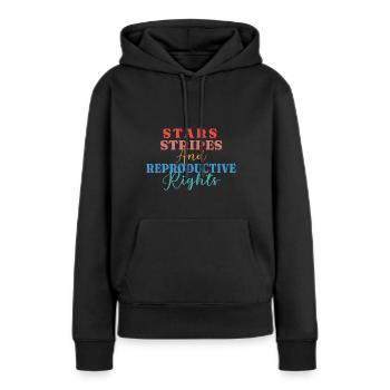 Rayures étoilées et droits de reproduction - Sweat à capuche Premium bio Femme - noir - Devant - Julia (174cm)