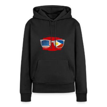Amitié philippino-américaine - Sweat à capuche Premium bio Femme - noir - Devant - Julia (174cm)