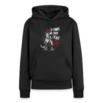 T-Rex - Punks pas morts - Punk Dinosaur - Sweat à capuche Premium bio Femme - noir - Devant - Julia (174cm)