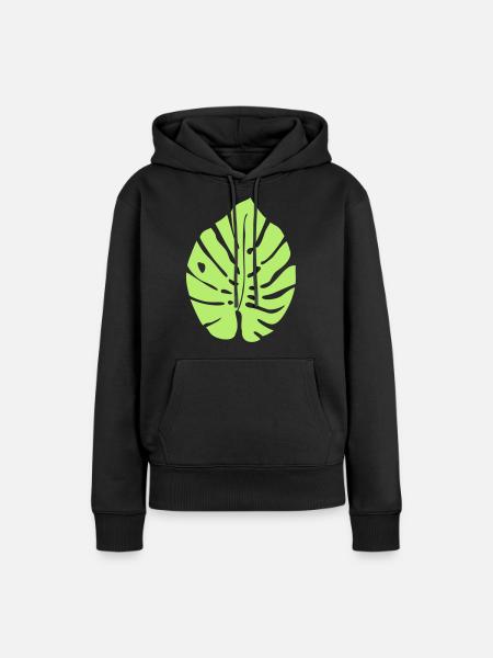 Monstera Blatt / Monstera Leaf 1c - Frauen Premium Bio Hoodie - Schwarz