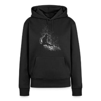 Katze und Sterne - Frauen Premium Bio Hoodie - Schwarz - Vorne - Julia (174cm)