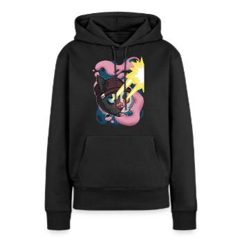 Chat à faisceau laser - Sweat à capuche Premium bio Femme - noir - Devant - Julia (174cm)