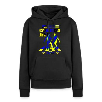 FC Carl Zeiss Jena - Sweat à capuche Premium bio Femme - noir - Devant - Julia (174cm)