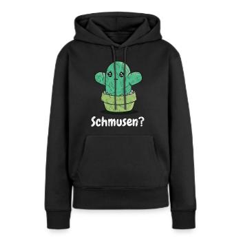 Kaktus zum Schmusen- Lustiger süßer Kaktus - Frauen Premium Bio Hoodie - Schwarz - Vorne - Julia (174cm)