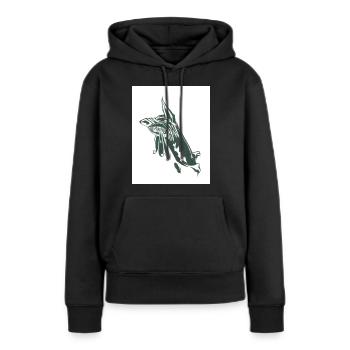 74A6C550 C28D 460B 882B 20E59C6916A5 - Sweat à capuche Premium bio Femme - noir - Devant - Julia (174cm)