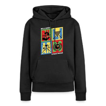 Billard Billard Billard Boules de queue Vintage Rétro - Sweat à capuche Premium bio Femme - noir - Devant - Julia (174cm)