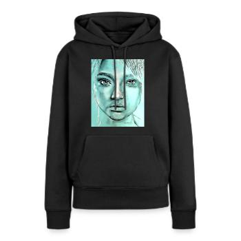 Cyan Girl / R.CHIBAC - Sweat à capuche Premium bio Femme - noir - Devant - Julia (174cm)