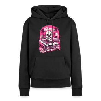 Classic Car und Totenkopf - Frauen Premium Bio Hoodie - Schwarz - Vorne - Julia (174cm)