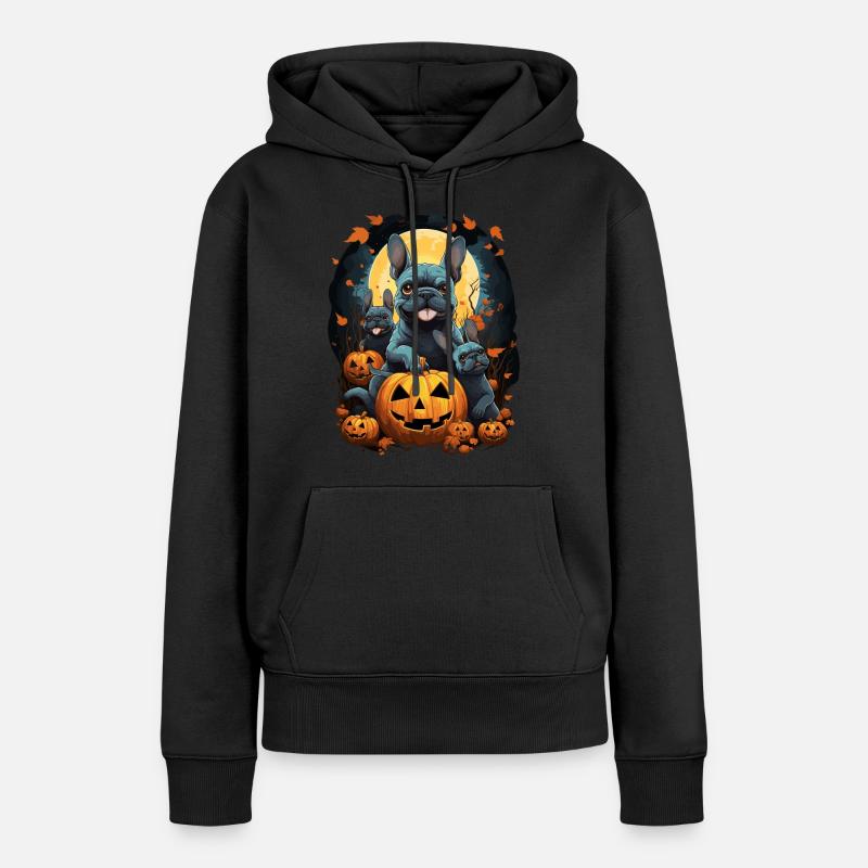 Conception de chiens d’Halloween avec des citrouilles - Sweat à capuche Premium bio Femme - noir