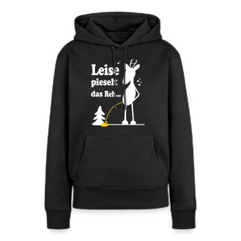 Weihnachtslied Schnee Reh - Frauen Premium Bio Hoodie - Schwarz - Vorne - Julia (174cm)