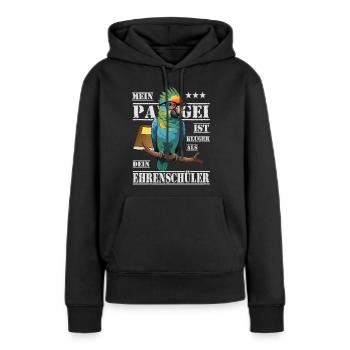 Mein Papagei ist Klüger... - Frauen Premium Bio Hoodie - Schwarz - Vorne - Julia (174cm)