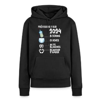Prognosen für werdende Mamas 2024 - Frauen Premium Bio Hoodie - Schwarz - Vorne - Julia (174cm)
