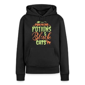 Halloween - Katzen und Zaubertränke - Frauen Premium Bio Hoodie - Schwarz - Vorne - Julia (174cm)