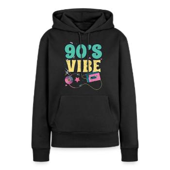 années quatre-vingt-dix - Sweat à capuche Premium bio Femme - noir - Devant - Julia (174cm)