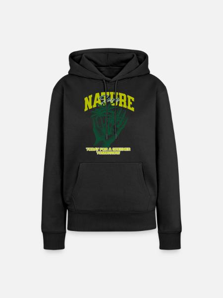 Nature HandPalm - Frauen Premium Bio Hoodie - Schwarz
