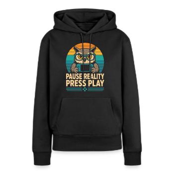 Break Reality Press Play Gamer Owl - Sweat à capuche Premium bio Femme - noir - Devant - Julia (174cm)