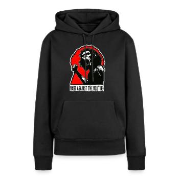 Homo erectus - Wut gegen die Routine - Frauen Premium Bio Hoodie - Schwarz - Vorne - Julia (174cm)