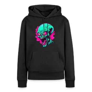 Invasion extraterrestre en colère - Sweat à capuche Premium bio Femme - noir - Devant - Julia (174cm)