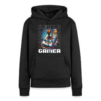 Retro Gamer Adventure Joystick - Sweat à capuche Premium bio Femme - noir - Devant - Julia (174cm)