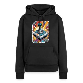 Retro Gamer Adventure Joystick - Sweat à capuche Premium bio Femme - noir - Devant - Julia (174cm)