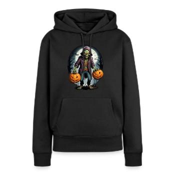 Zombie Joyeux Halloween Citrouilles effrayantes - Sweat à capuche Premium bio Femme - noir - Devant - Julia (174cm)