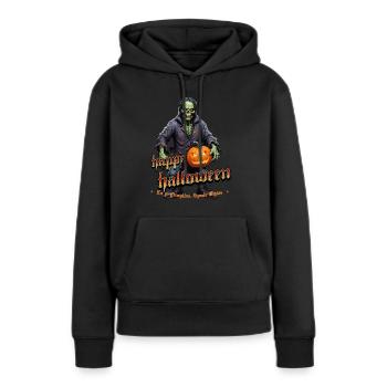 Zombie Joyeux Halloween Citrouilles effrayantes - Sweat à capuche Premium bio Femme - noir - Devant - Julia (174cm)