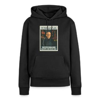Peter Lustlos – Reeperbahn Nachts um halb eins - Frauen Premium Bio Hoodie - Schwarz - Vorne - Julia (174cm)