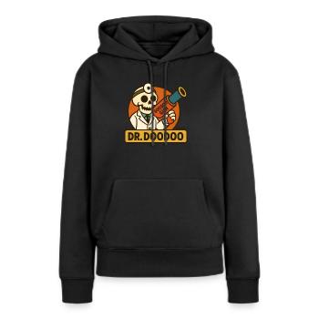 Lustiger Skelett Arzt mit Doodoo Kanone - Frauen Premium Bio Hoodie - Schwarz - Vorne - Julia (174cm)