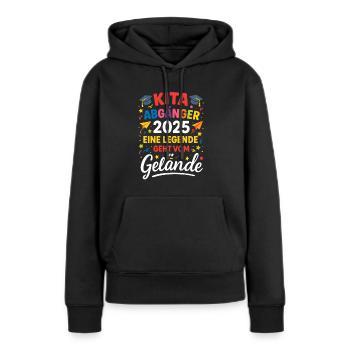 Abschluss 2025 – Kleine Legende sagt Tschüss - Frauen Premium Bio Hoodie - Schwarz - Vorne - Julia (174cm)